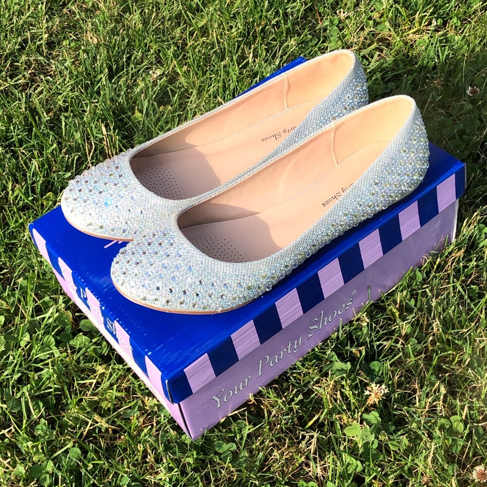 Silver Rhinestone Flats